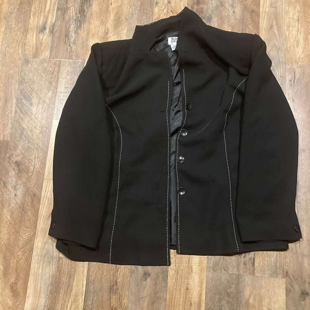 Style & Co. Black Blazer with White Stitching